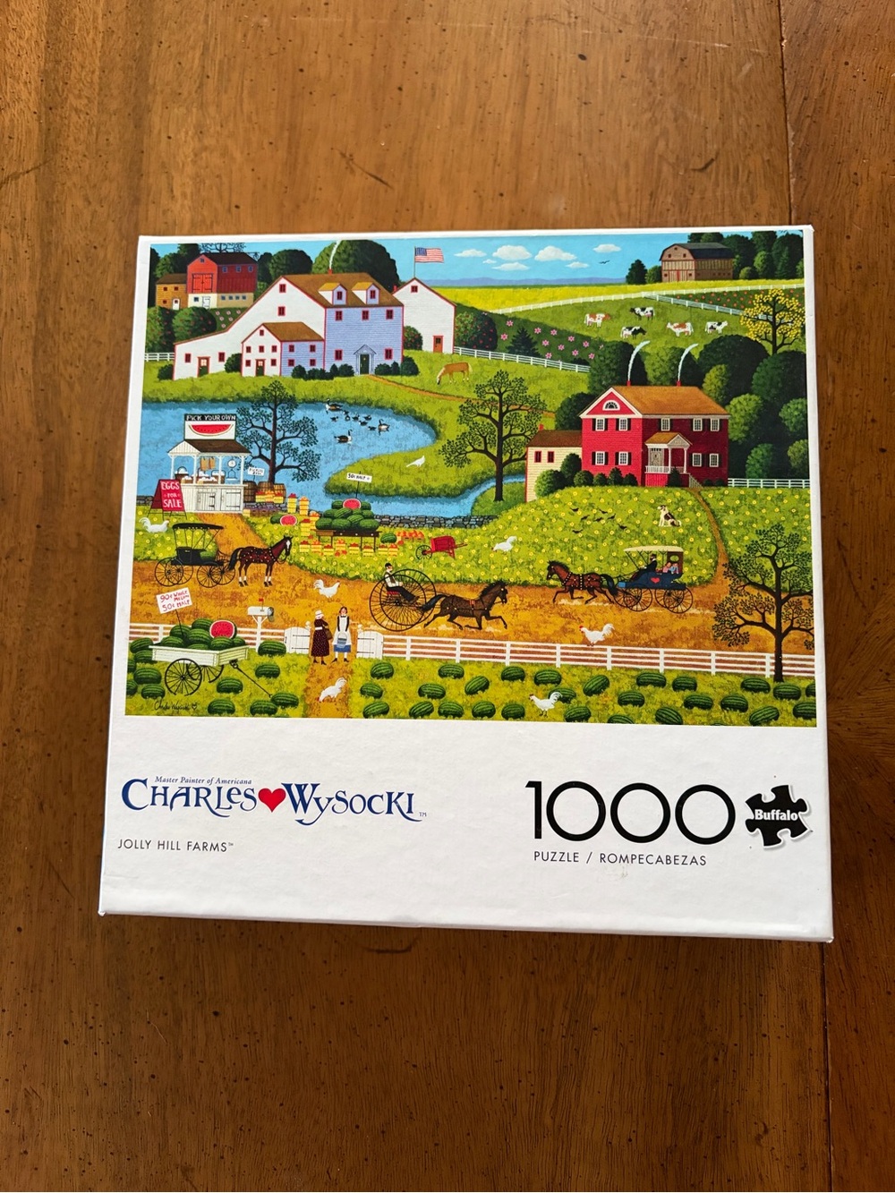 Charles Wysocki Jolly Hill Farms 1000-Piece Puzzle - Colorful Farm Scene